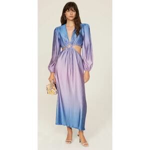 SIMKHAI Jaelynn Ombre Purple Ombre Satin Dress